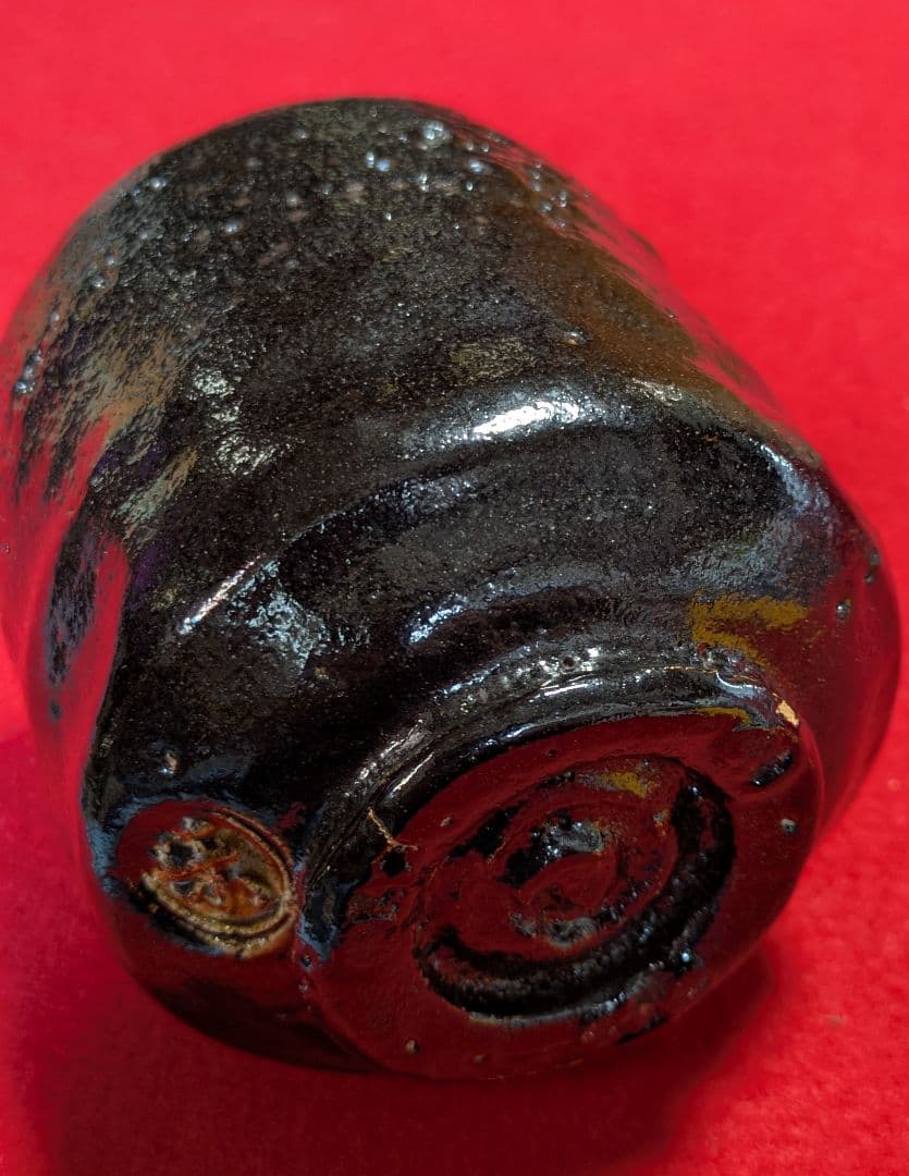 茶道具/楽茶碗/黒楽筒茶碗/隠居印/抹茶茶碗/筒茶碗