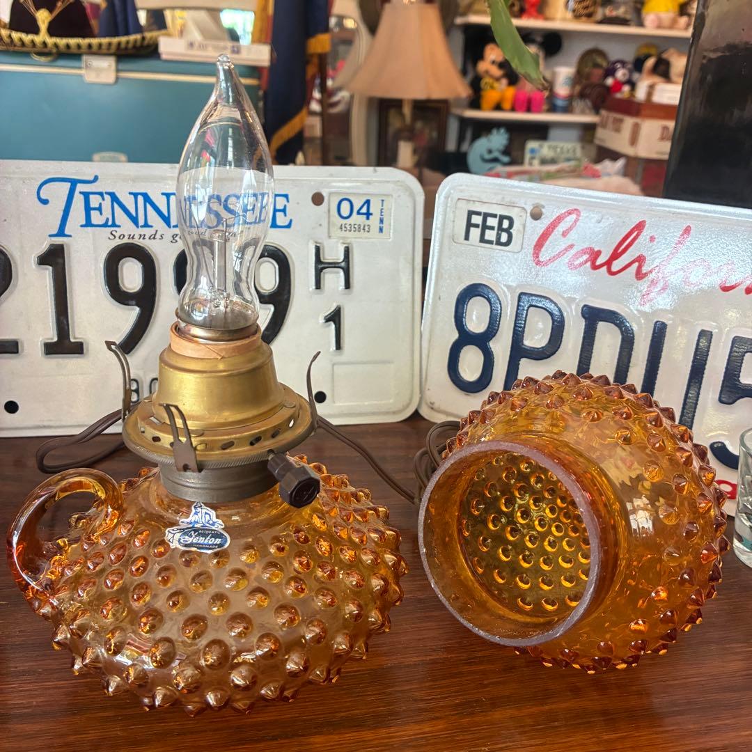 超レア美品！50s〜60sOLD Fentonフェントン社アンバーガラスランプ