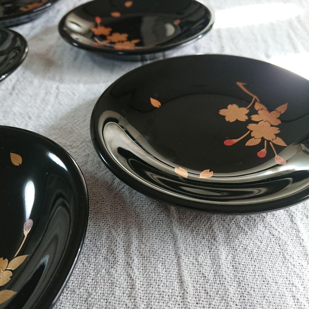 桜づくし 漆器 銘々皿 小皿 蒔絵 /輪島塗 越前漆器 茶道具 骨董 椀　印判