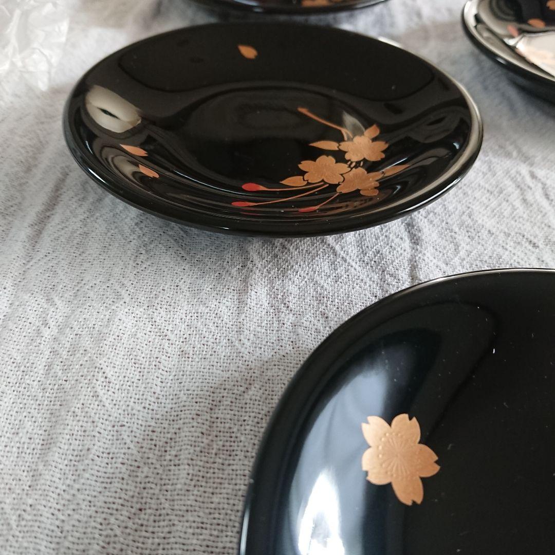 桜づくし 漆器 銘々皿 小皿 蒔絵 /輪島塗 越前漆器 茶道具 骨董 椀　印判