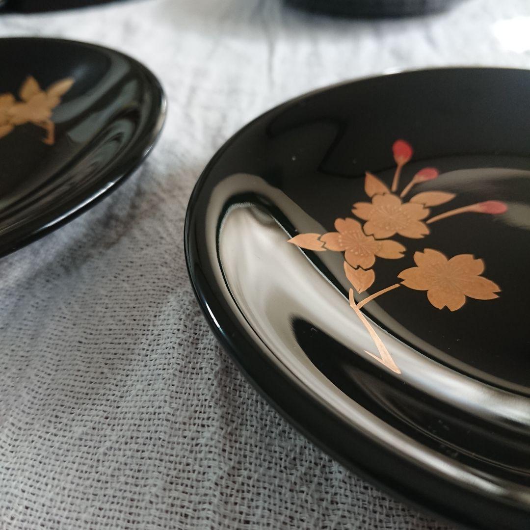 桜づくし 漆器 銘々皿 小皿 蒔絵 /輪島塗 越前漆器 茶道具 骨董 椀　印判