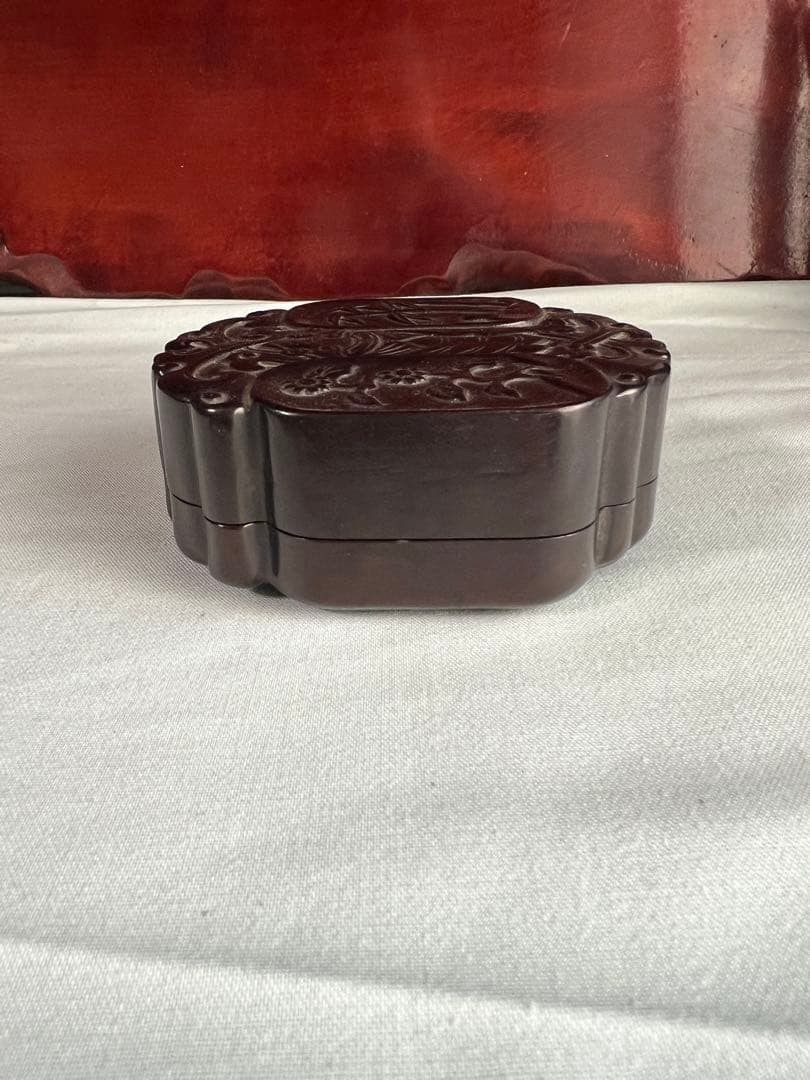 紫檀 唐木彫刻 中国古美術 香合