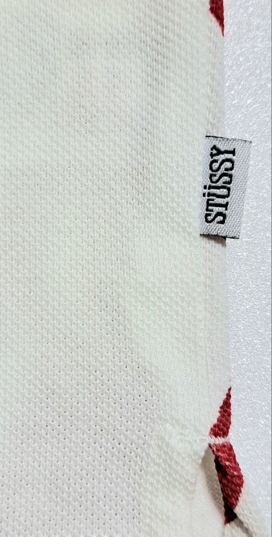【ゴルフ・M】Stüssy × FL アトミックリング ポロシャツ 白×赤