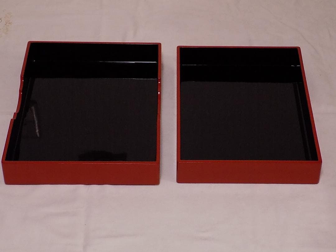 角萬　琉球漆器　堆錦山水　文箱　新品未使用