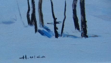 岡宏【乗鞍岳冬景】希少画集画、状態良好、新品高級額装付