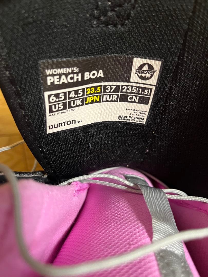 バートン スノーボード ブーツ PEACH BOA ボア レディス 23.5cm