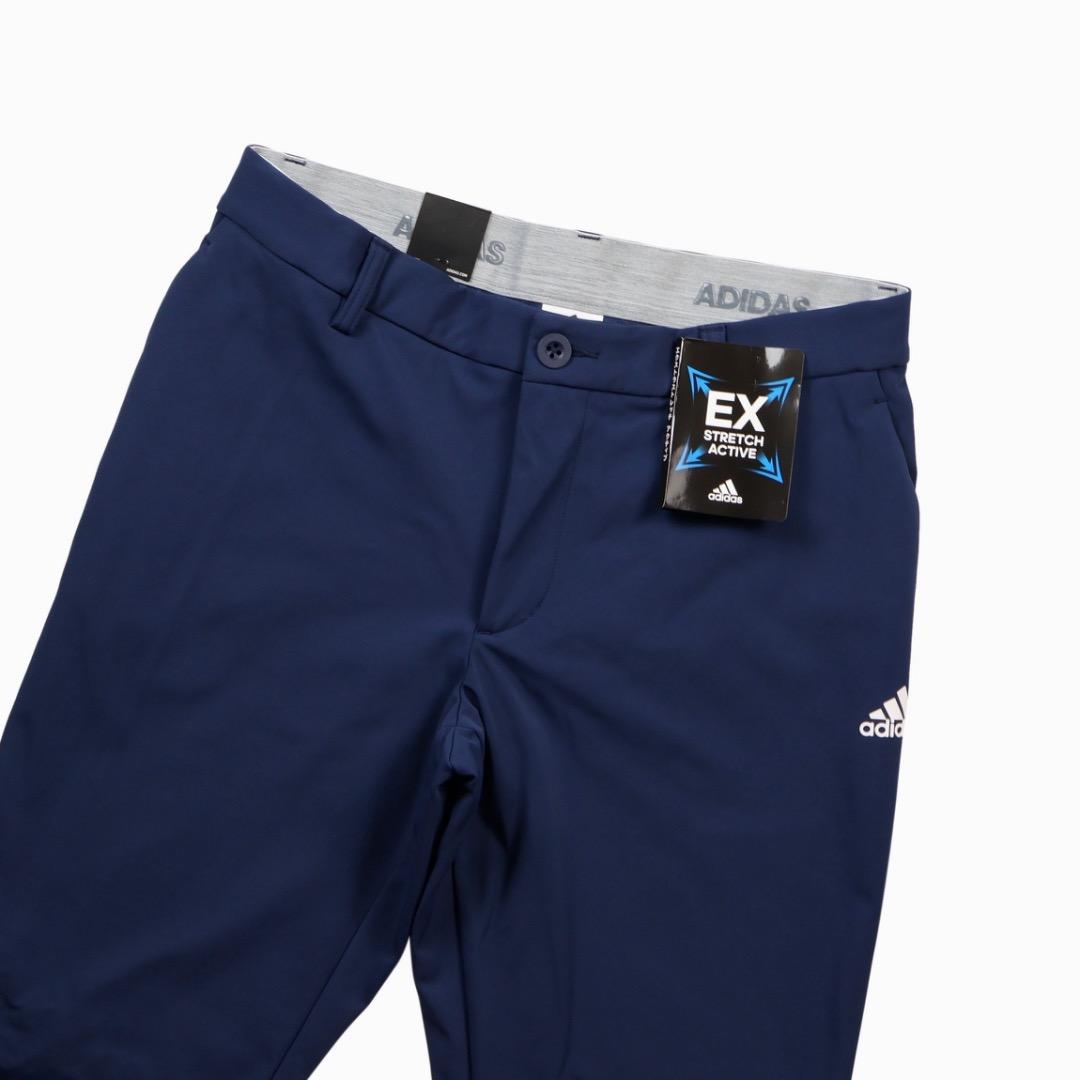 【76】秋冬 アディダス ゴルフ 保温 防風 裏地フリース ボンディングパンツ紺