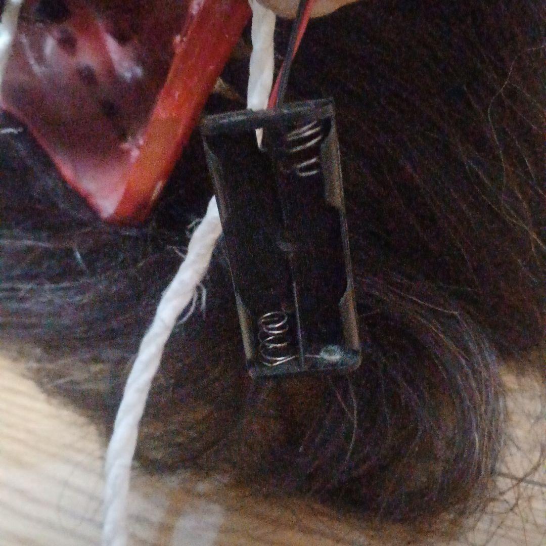 赤い神楽面 角付き 木製