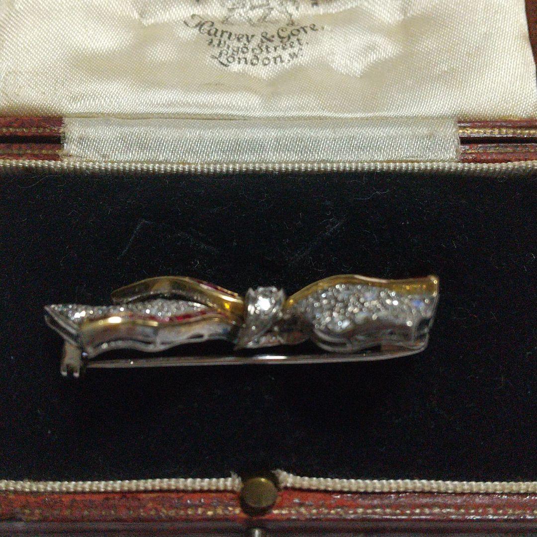 ブローチ♥リボン♥ダイヤ、ルビー♦アンティーク