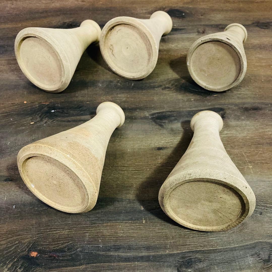 昭和レトロ 陶器 フラワーベース 5脚 花入 花瓶 一輪挿 ビンテージ 信楽