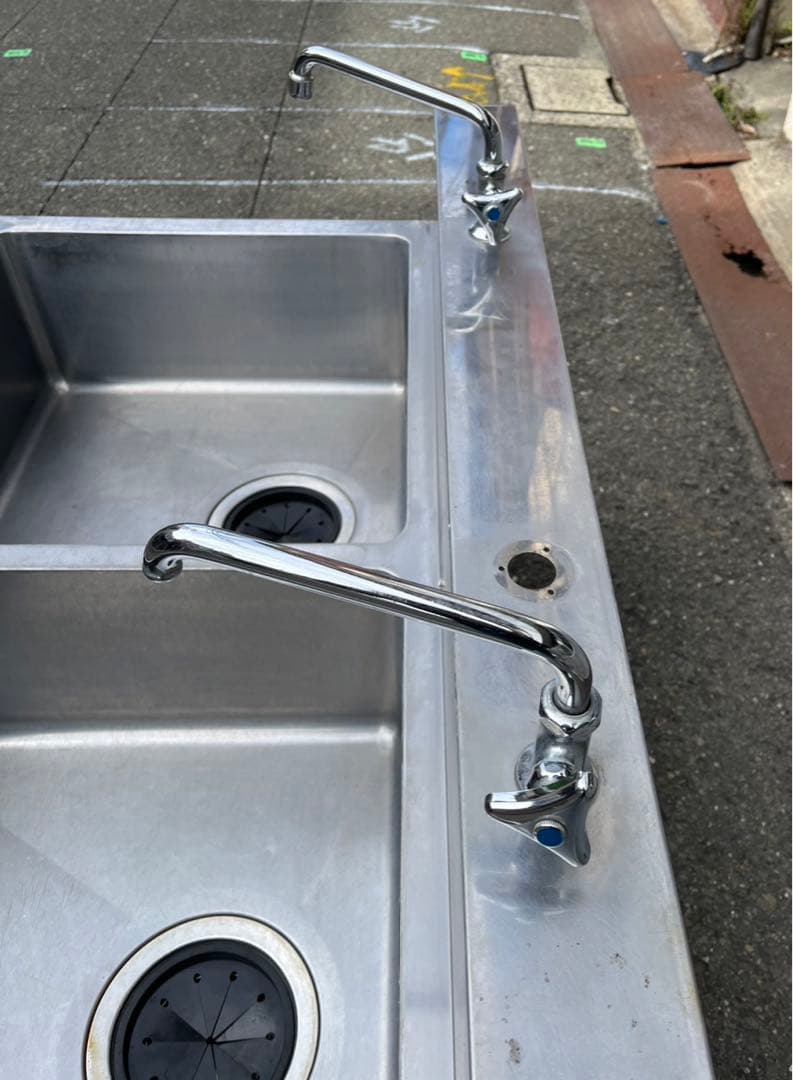 業務用 二口蛇口付き 2槽シンク 幅1200×奥700×高さ595 ドッグバス
