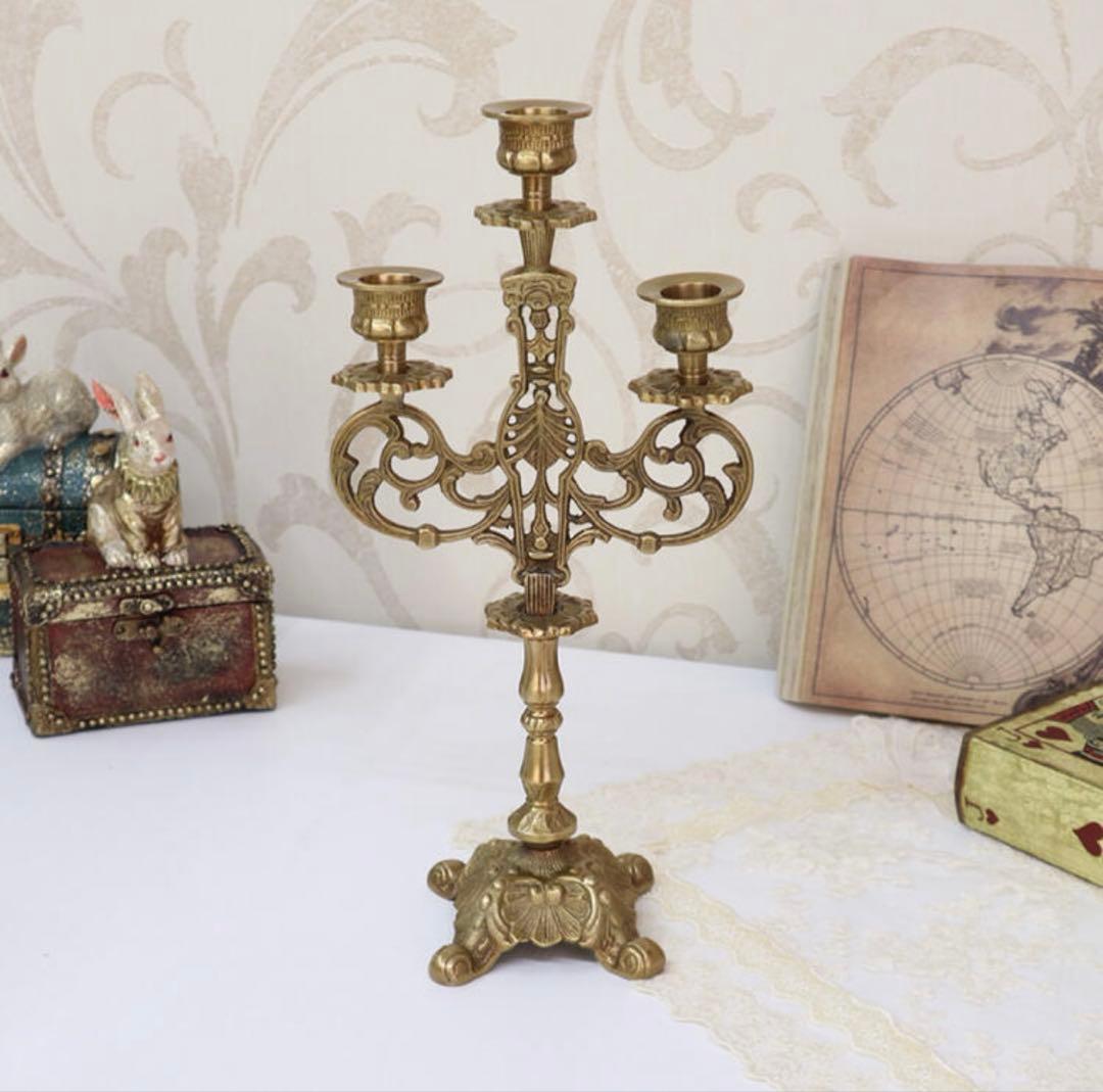 キャンドルホルダー アンティークゴールドキャンドルスタンド 北欧輸入雑貨　蝋燭台