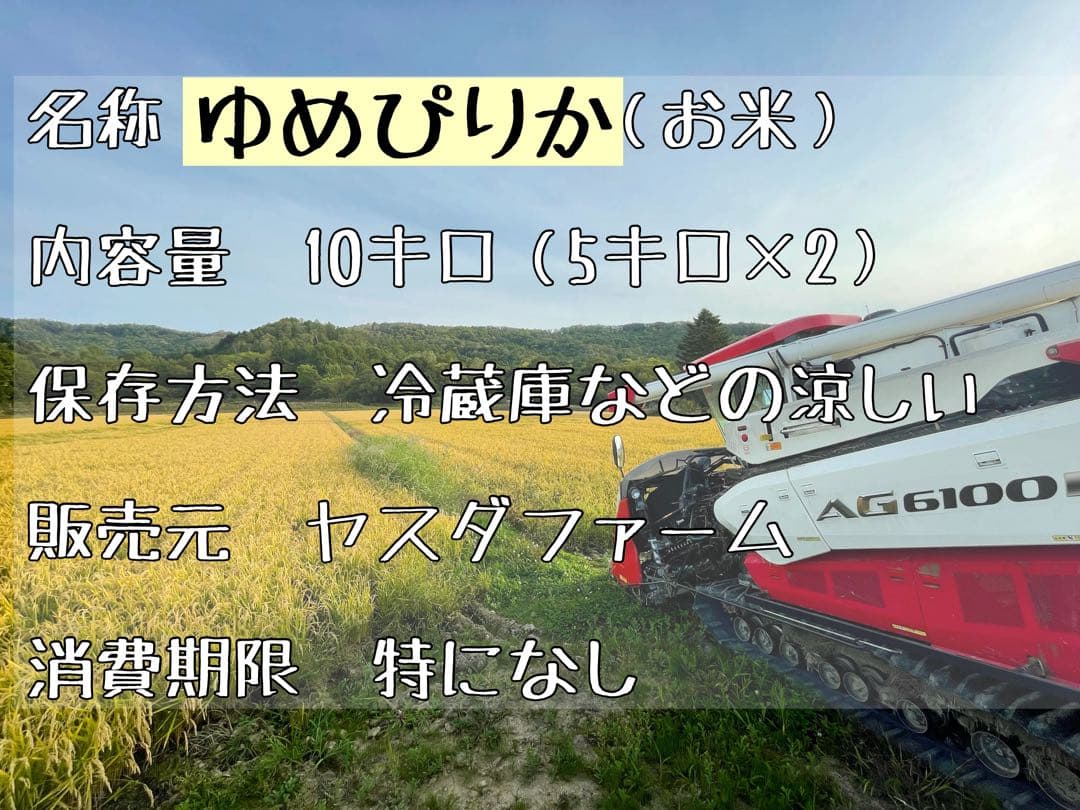 新米＊ゆめぴりか＊北海道産＊農家直送＊送料込み＊美味しいお米＊5キロ×2個