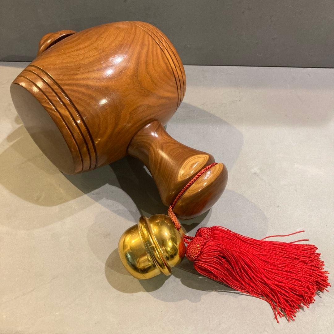 特大　開運　木製打ち出の小槌　鈴付き　金運アップ　3.1kg