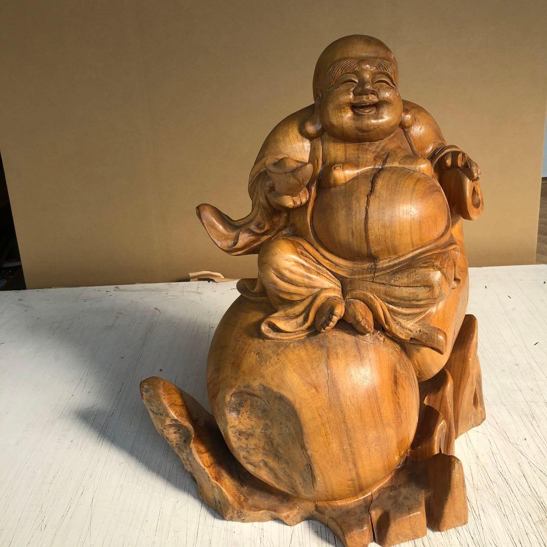 屋久杉？木彫り置き物　大黒様　布袋様？骨董品