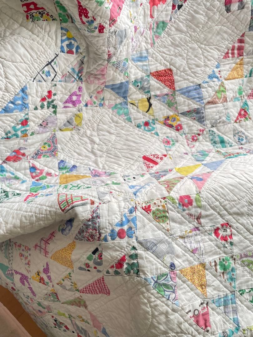 ヴィンテージキルトオーシャンウェーブ♡クリヴキルト.アンティークキルト·͜· ♡