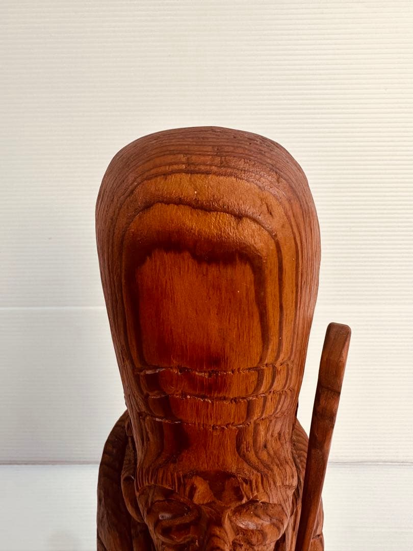 アンティーク工芸品　七福神　福禄寿(ふくろくじゅ）木彫り　直径　11.5❌37㎝