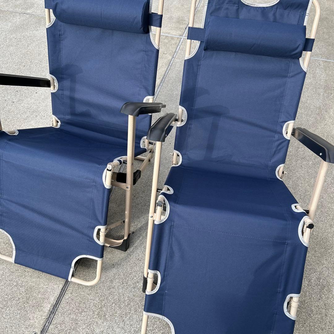 アウトドアチェア　２脚　キャンプ　リクライニング　フルフラットベット　ベンチ