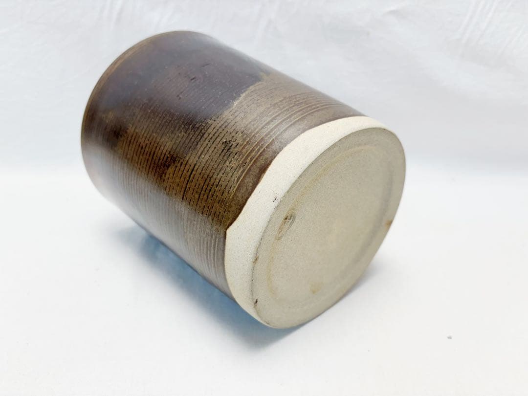 ほぼ未使用 茶道具 淡海ぜぜ 窯元 陽炎園造 膳所焼 糸目 水指 陶印 共箱