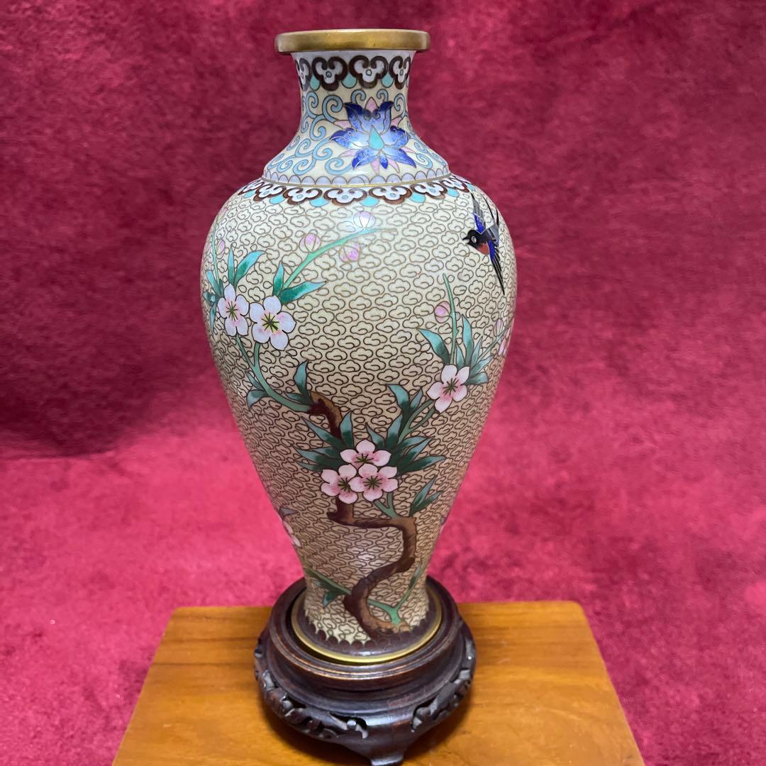 中国琺瑯花図紋瓶 （銅）