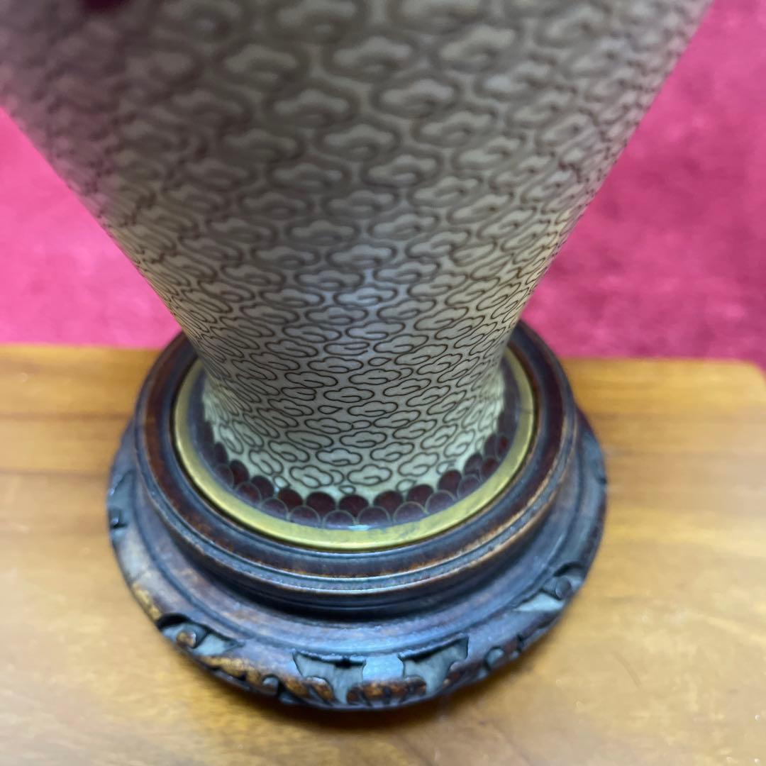 中国琺瑯花図紋瓶 （銅）