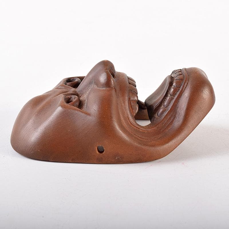 時代提げ物　有田作　能面　能楽　雅楽　木彫　面根付　時代箱付　M　R7872