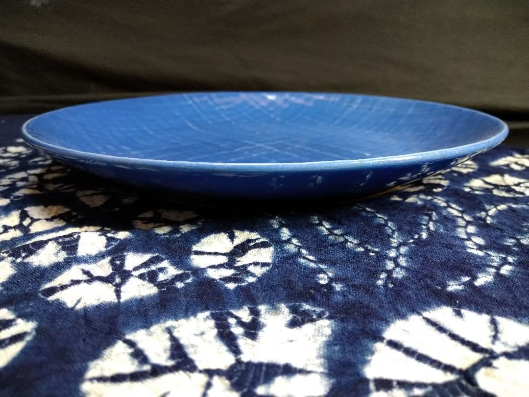 ♣アンティーク・ヴィンテージ品【染付祥瑞】網柄・有田焼⬛バイオレットブルー大皿