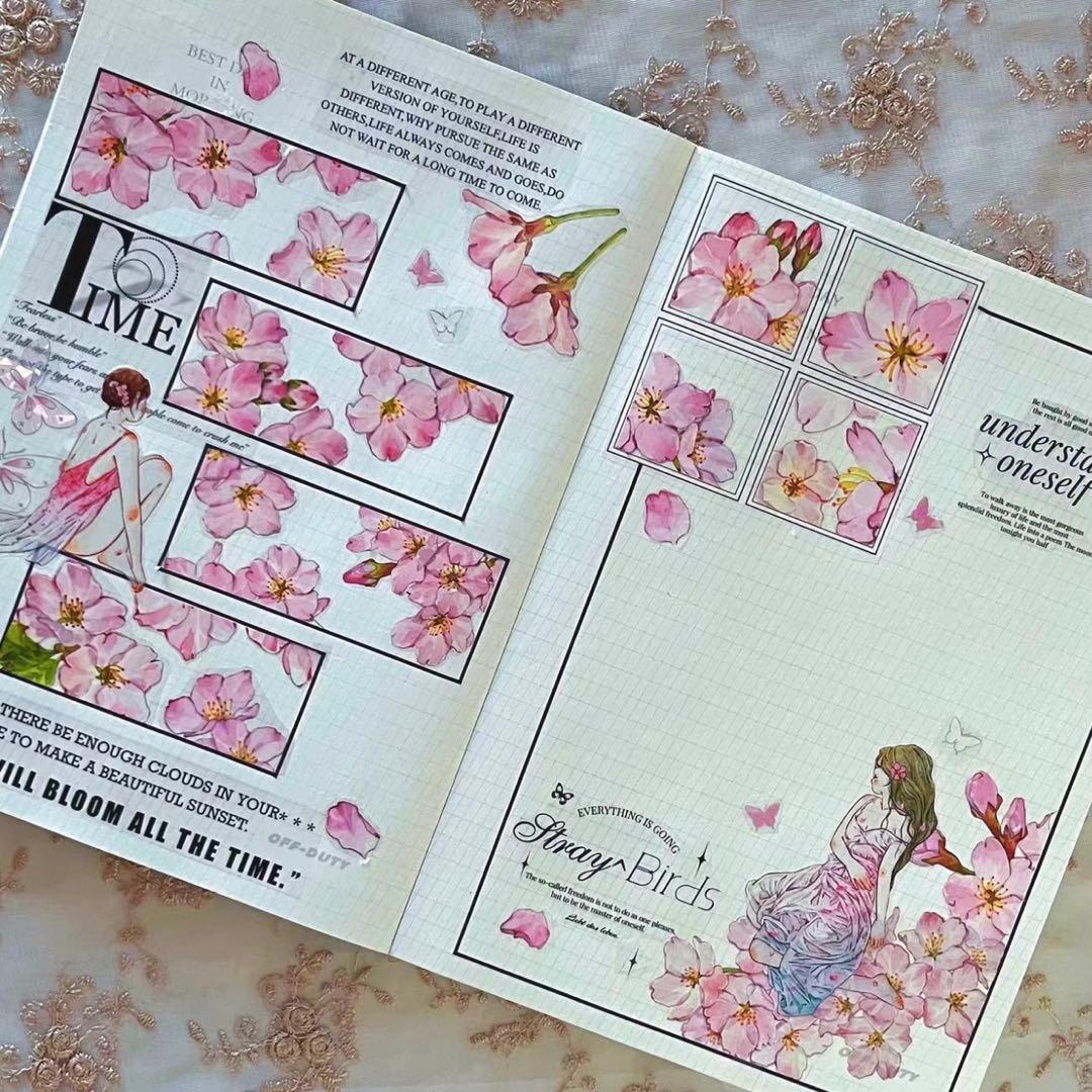 PET 初见 ダイカット加工 5.5cm×5m 海外マスキングテープ　桜