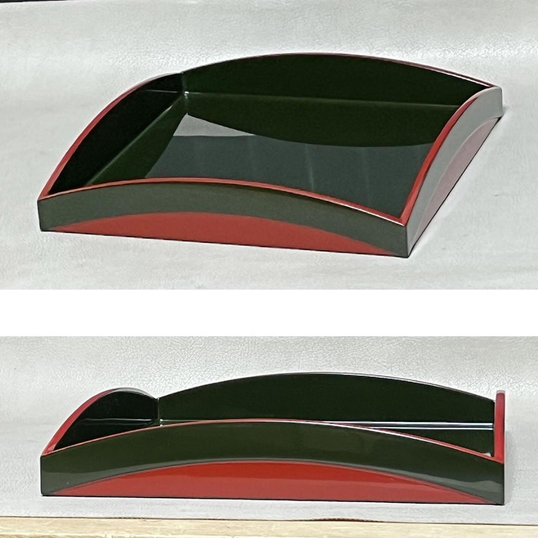 四方盆 久世宗春 青漆 山道形 共箱 茶道具 【k3654】