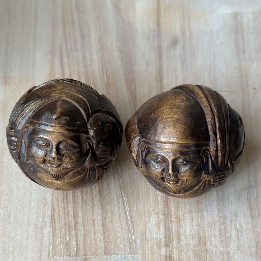 丸木彫　恵比寿さま大黒さま