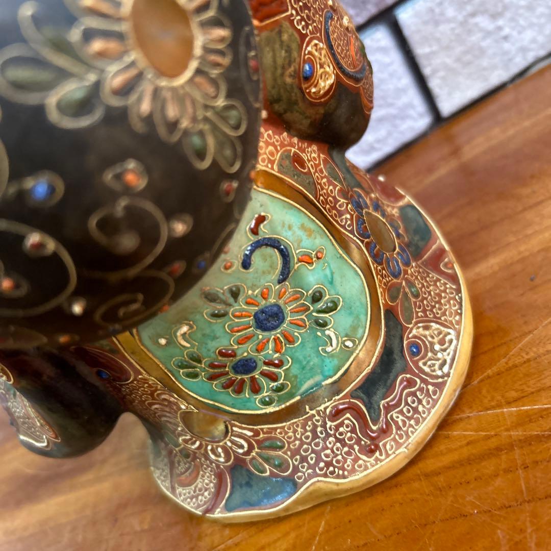 九谷焼 布袋尊 金彩 色絵 布袋像 陶器製 骨董品　七福神 仏像