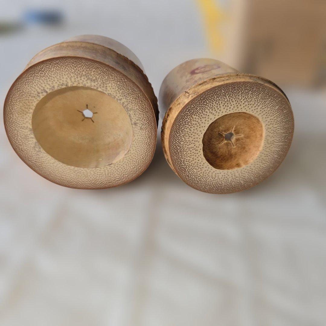 竹蓋置 一双 高野 宗陵作 共箱つき