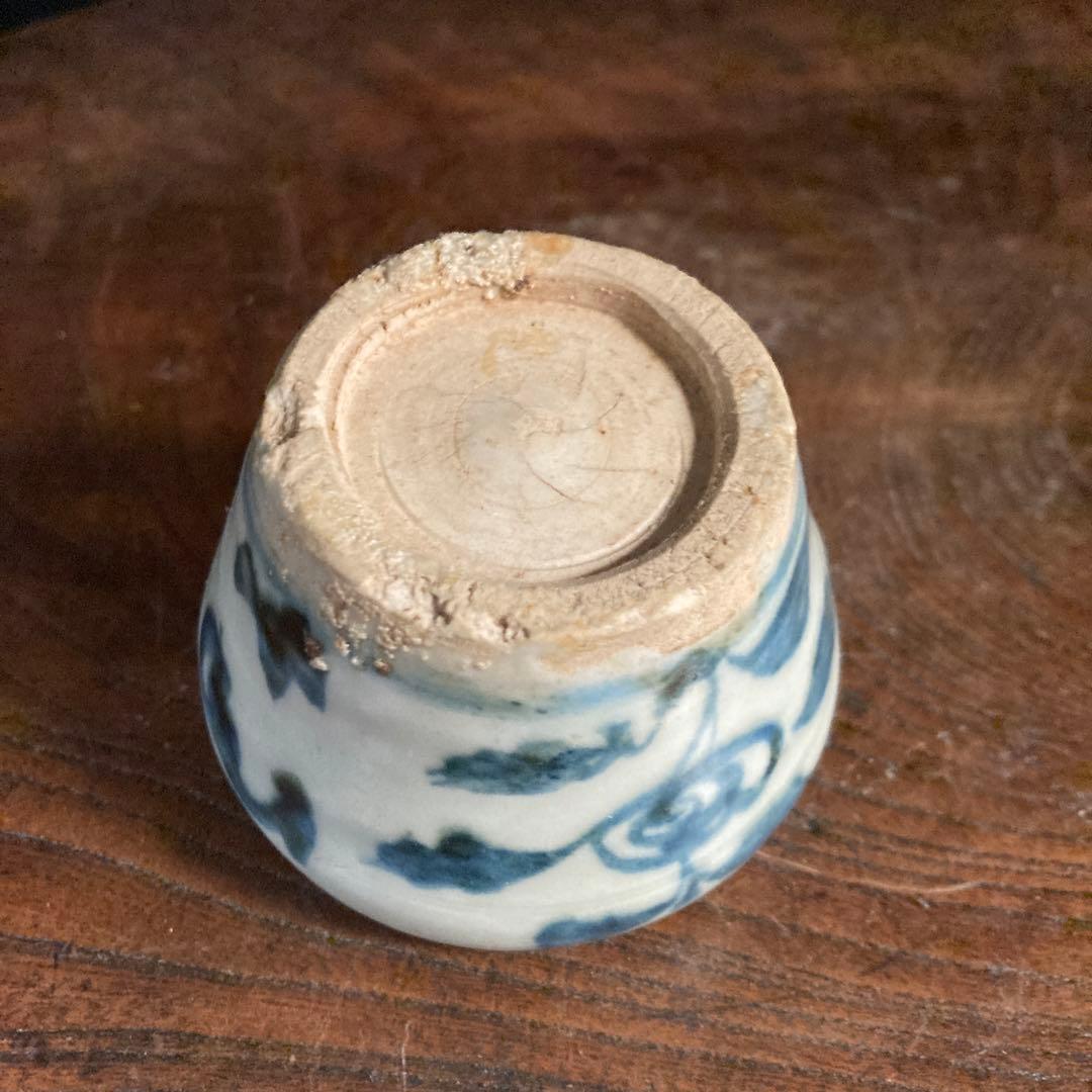 赤札閉店セール❗️【ギャラリー三益】古美術　元〜明初染付　芙蓉紋共蓋小壺