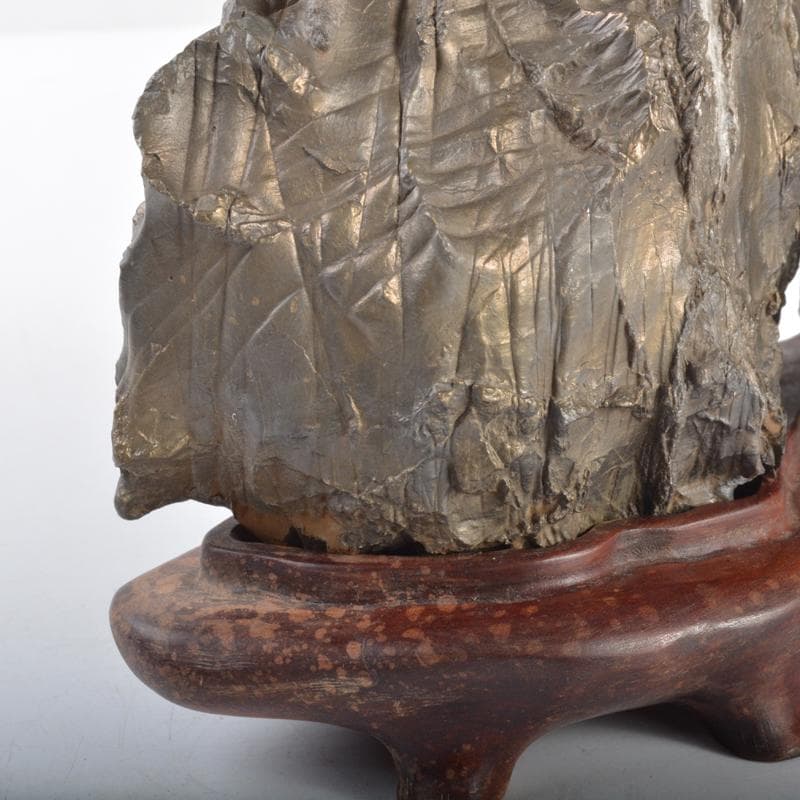 天然石　鑑賞石　太湖石　霊壁石　置物　唐木台付　C　4243