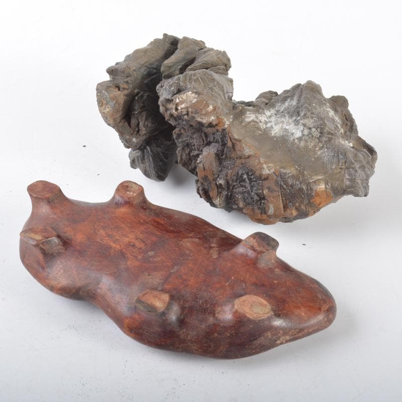 天然石　鑑賞石　太湖石　霊壁石　置物　唐木台付　C　4243