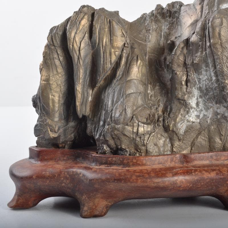 天然石　鑑賞石　太湖石　霊壁石　置物　唐木台付　C　4243