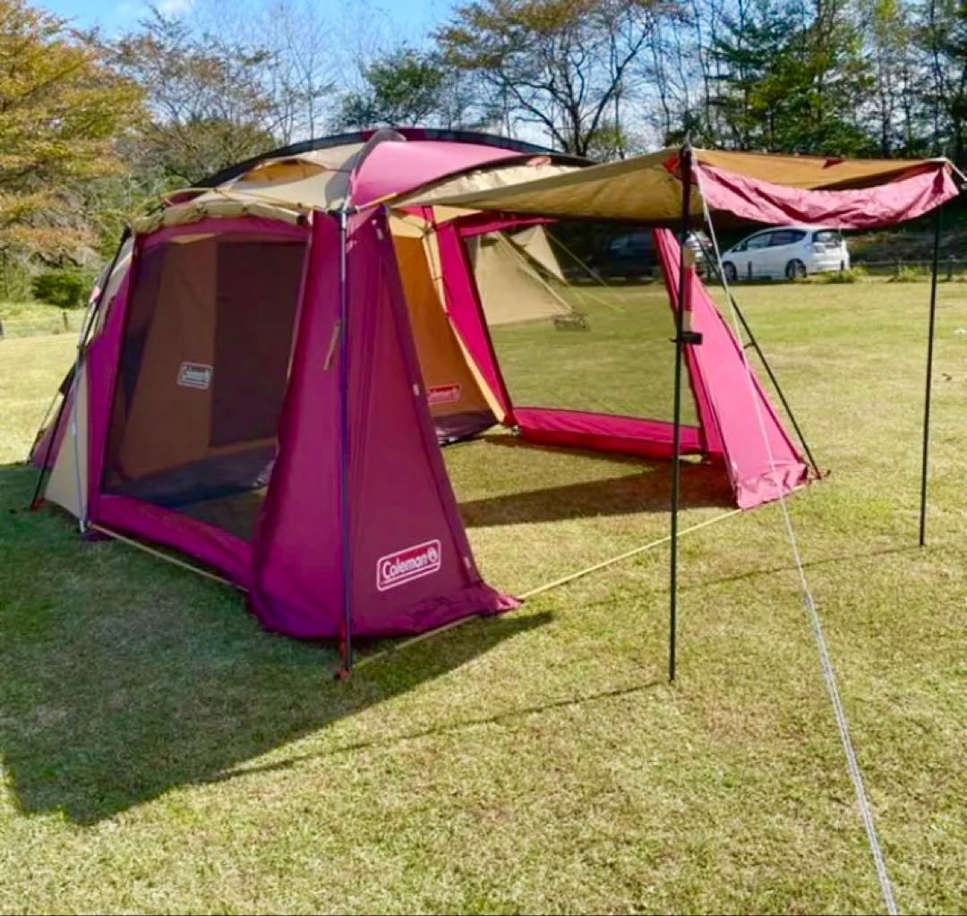 【極美品】コールマン テント ラウンドスクリーン2ルームハウスバーガンディ