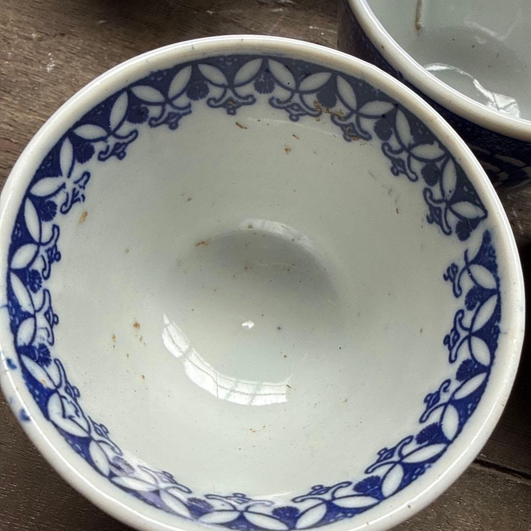 レトロ　伊万里 蕎麦猪口 揃い10個　印判手 染付　湯呑み　焼き物　ぐい呑