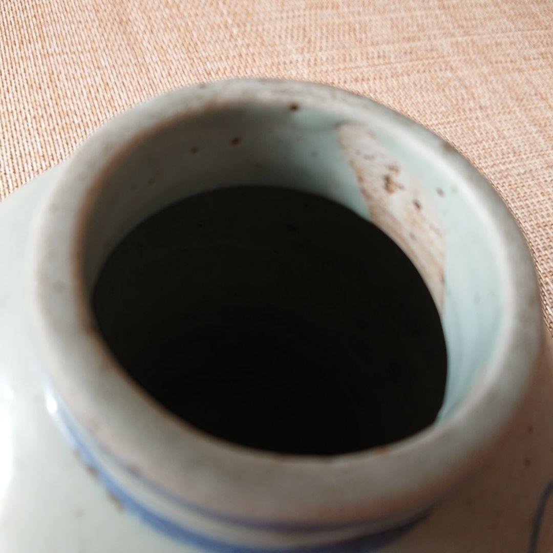 李朝 青花草花文壺 骨董品