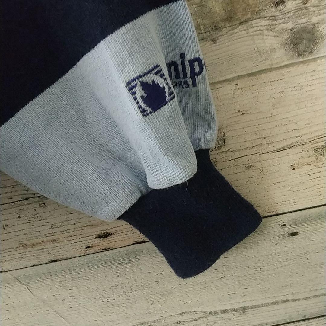 人気サイズ☆バーバリアン 太ボーダー 刺繍 米企業ロゴ ラガーシャツ XL