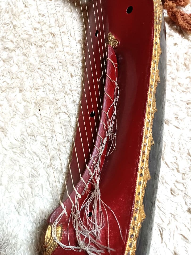 ミャンマー 民族楽器 サウン・ガウ ビルマの竪琴 オブジェ ハープ 現状品 船