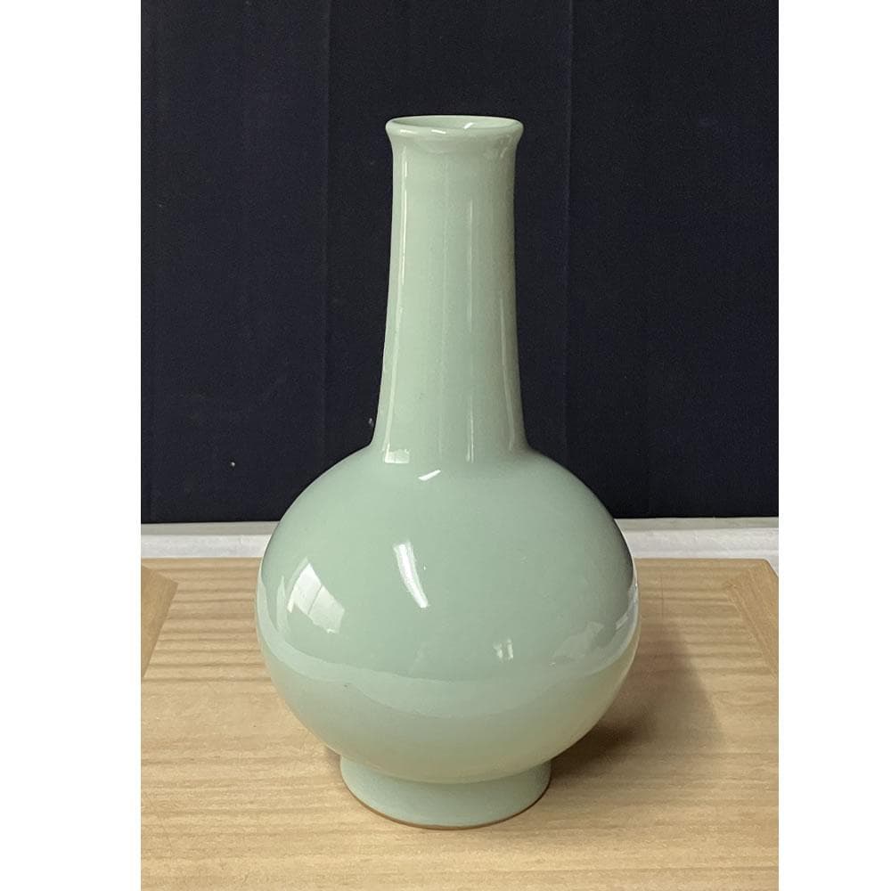 y026 宮永東山 青磁 花入 共箱 茶道具