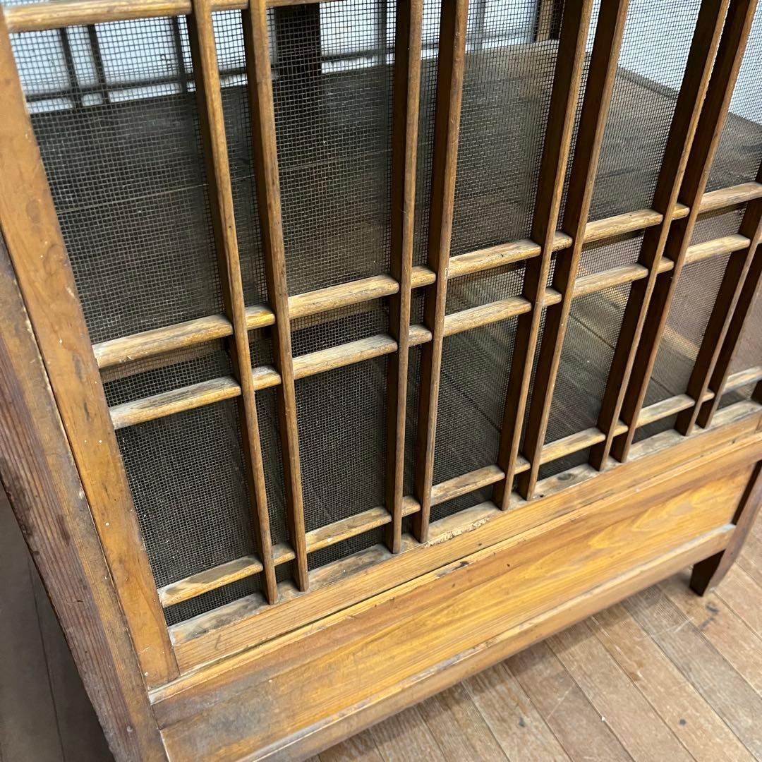 【アンティーク】昭和レトロ ガラス戸棚 食器棚 小引出し キャビネット 古家具