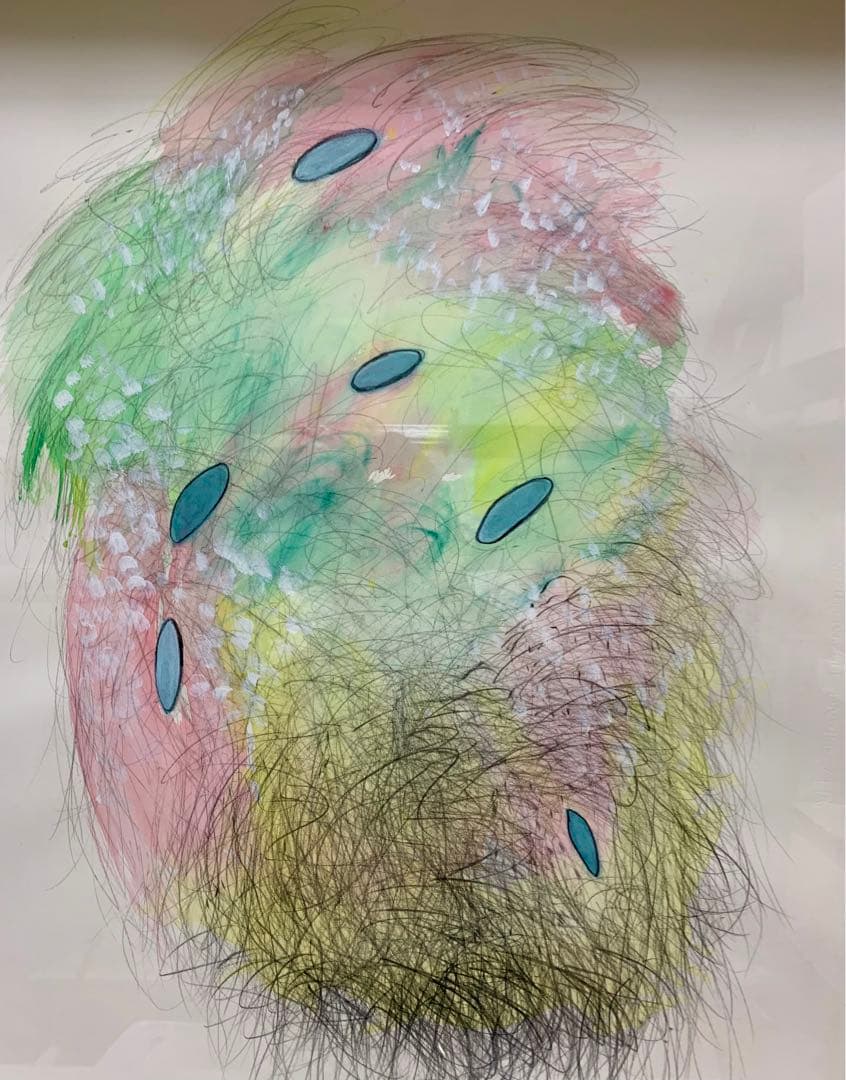 ✨ 抽象的な水彩+鉛筆画 フレーム付き