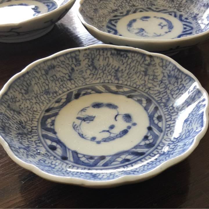 古伊万里 小皿 5客揃い みじん唐草 アンティーク 美品