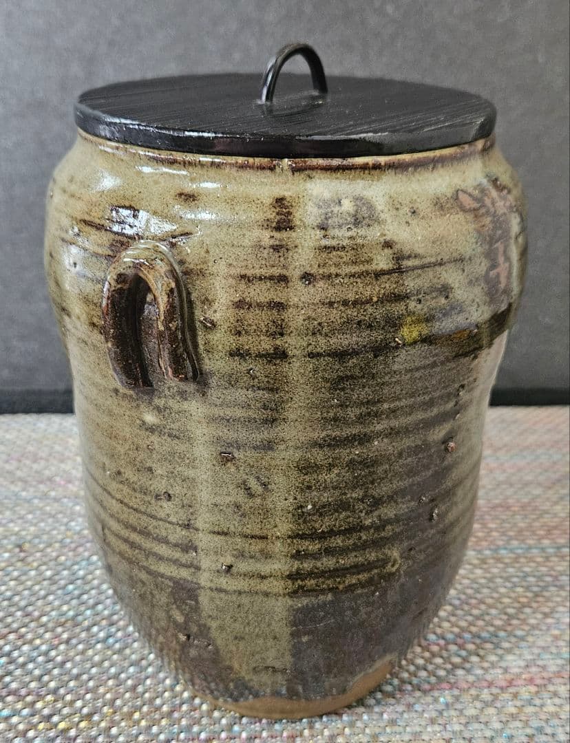 遠州七窯　江戸時代　古高取　高取焼　窯変 水指　木製蓋　江戸伝世時代箱附　茶道具