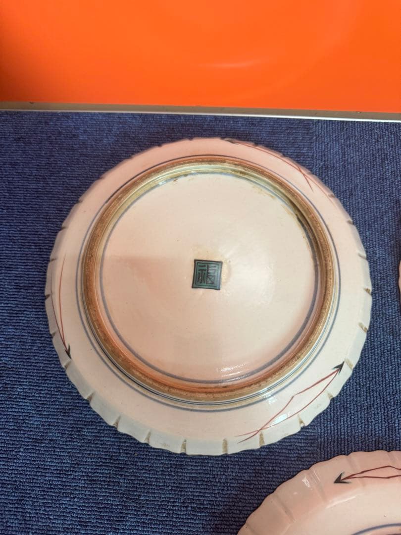 1832  古九谷焼　角福　花鳥皿　3客　25cm 時代物