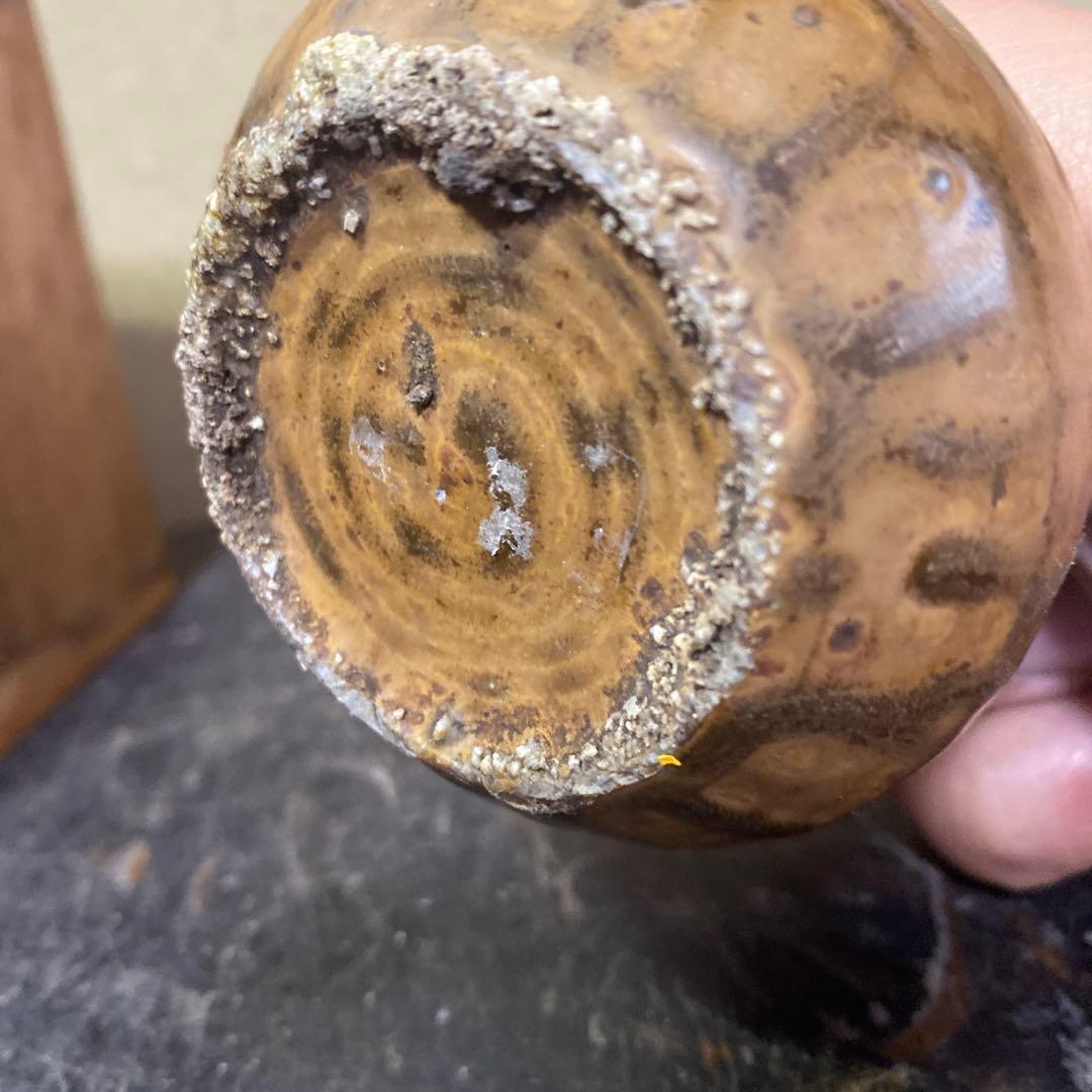 黒釉李朝油壺　木箱付き