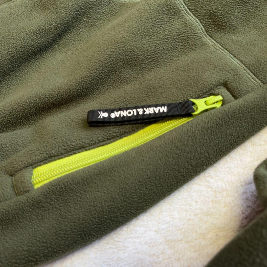 極美品 近年　マークアンドロナ ハーフジップ フリース　裏地付　スカル　カーキ