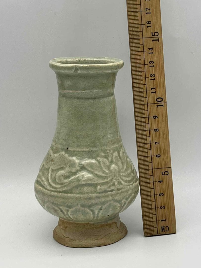 宋時代　蓮瓣荷花文瓶 湖田窯尊 水注　影青 青白磁　茶入　茶道具(D-94)